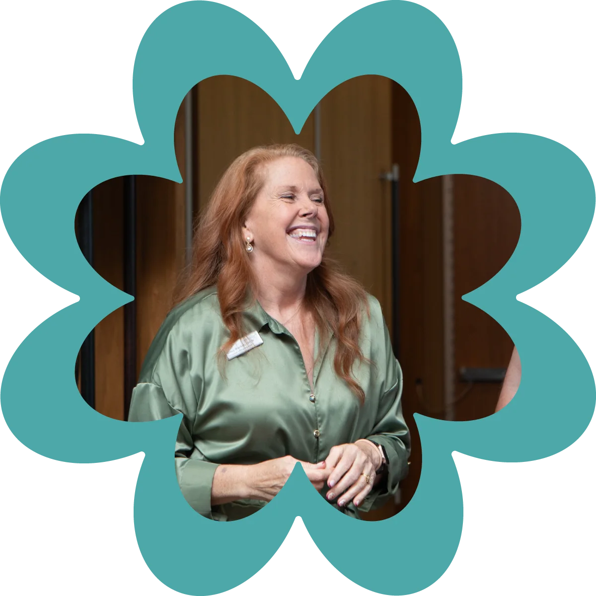 embrace employee mingling with guests at celebration fundraiser