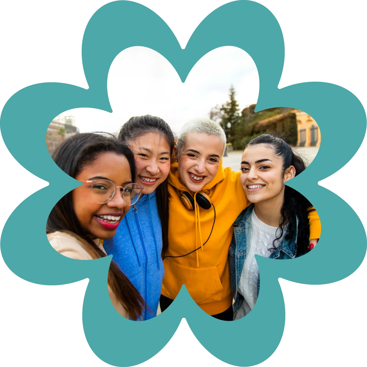 happy diverse group of young supported women