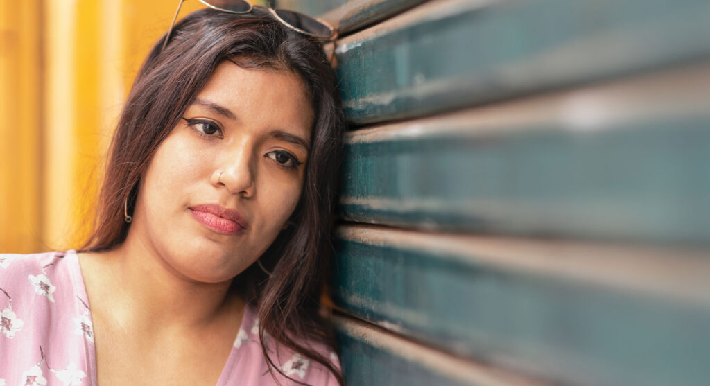 A woman thinking about abortion