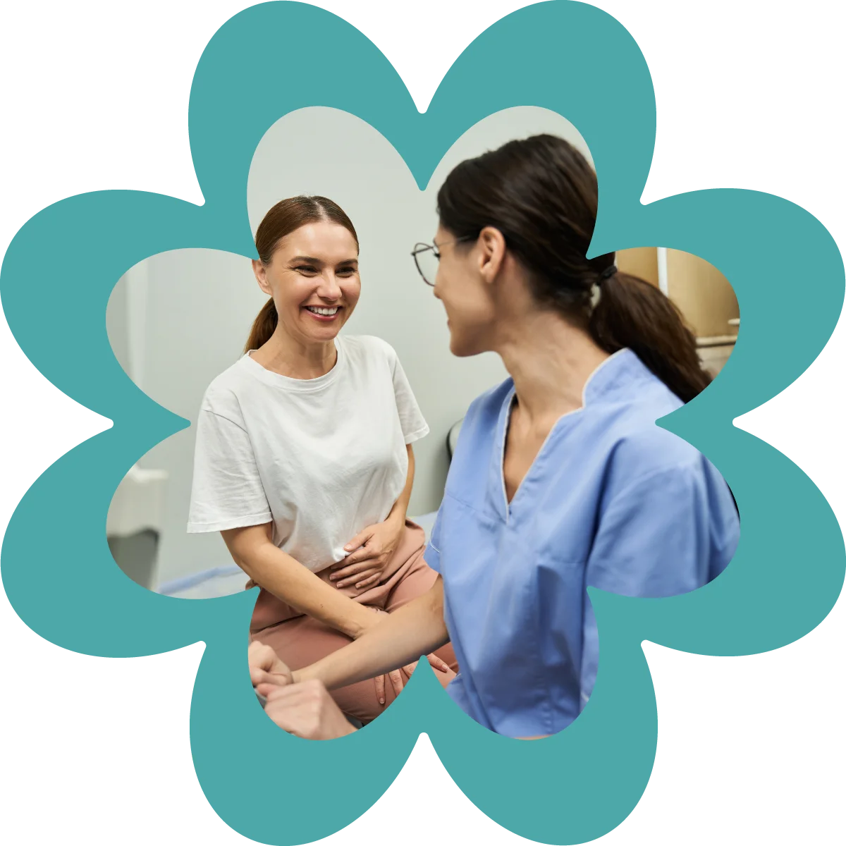 excited pregnant woman asks nurse how far am i